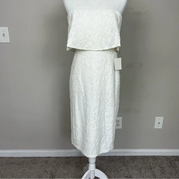 NWT LULUS LET’S GO OUT TONIGHT WHITE LACE STRAPLESS BODY CON DRESS SIZE MEDIUM - Picture 7 of 16